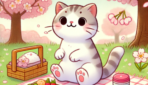 花見をするネコ