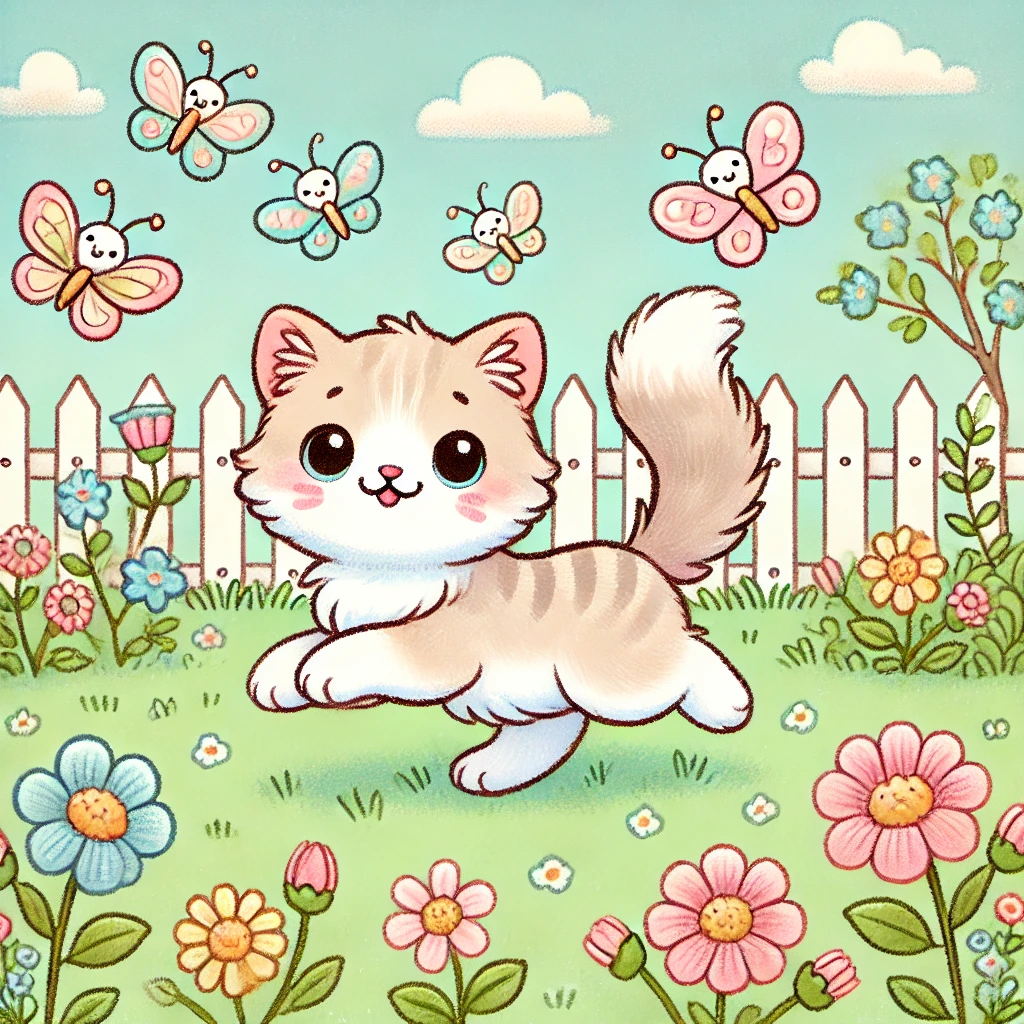 庭で遊んでいるネコ