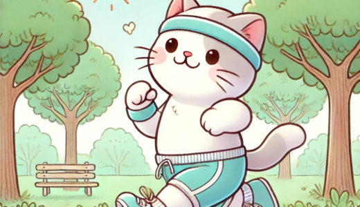 ジョギングをするネコ