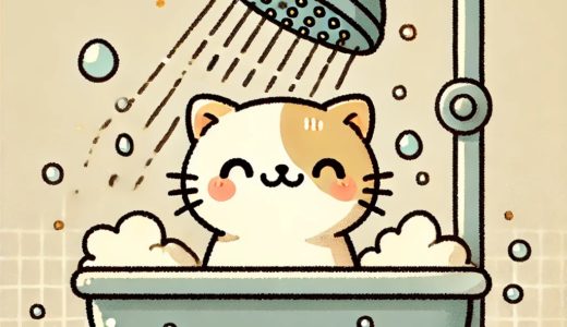 シャワーを浴びるネコ