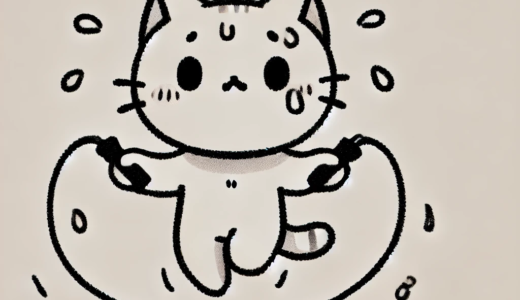 縄跳びで汗を流すネコ