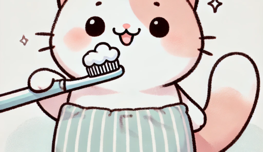 歯磨きするネコ