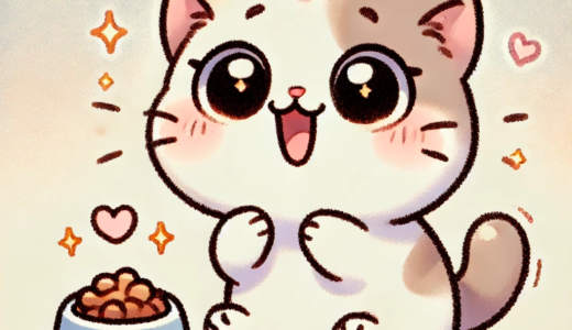 エサをもらって喜ぶネコ