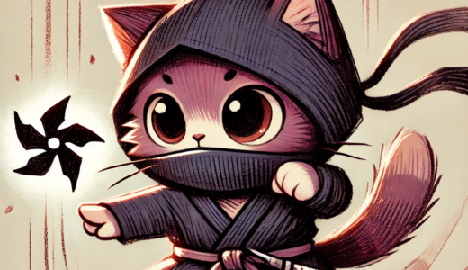 手裏剣を投げる忍者ネコ